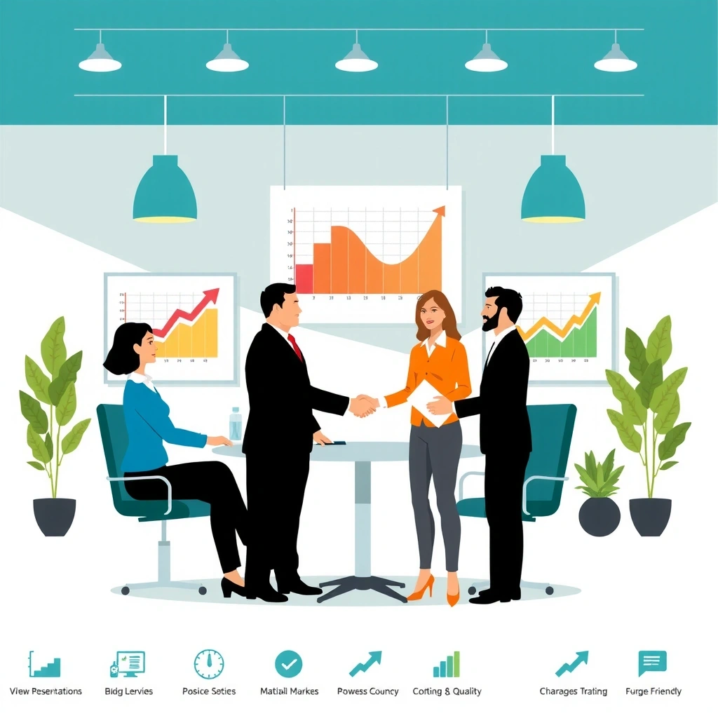 Professional business consultation meeting setting with growth charts and strategy documents