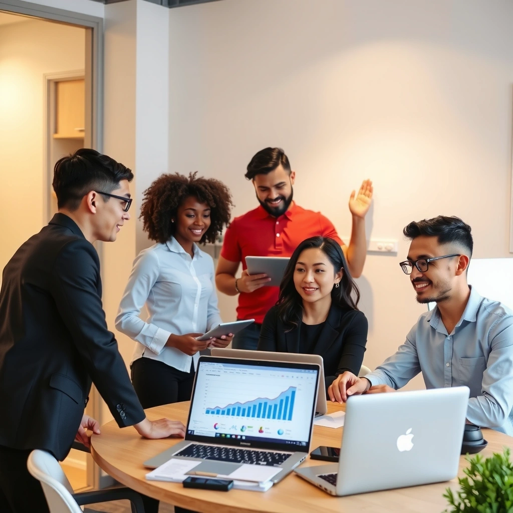 leadlogic team of marketing experts collaborating on client strategies